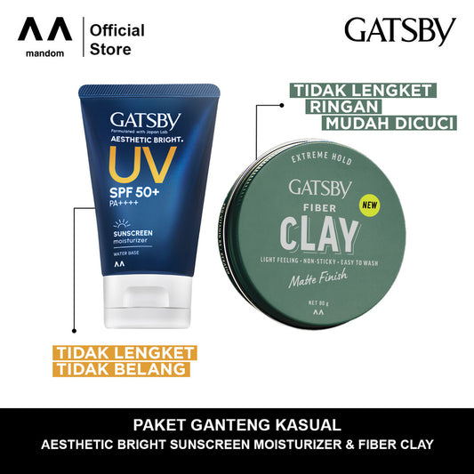 PAKET GANTENG KASUAL (Aesthetic Bright Sunscreen Moisturizer + Fiber Clay)