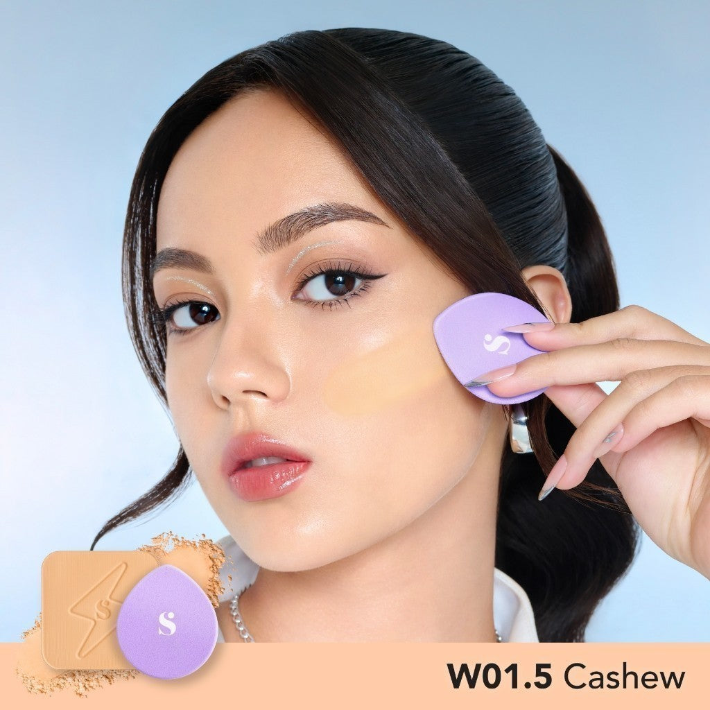 SOMETHINC Copy Paste COVERBLUR Powder Foundation - Seamless Powder Foundation Dengan Formula Zero-Cakey, Zero-Cracky, Dan Zero-Pores*| Coverage Medium to Full, Mampu Meratakan Warna Wajah, Memperkecil Tampilan Pori, Dan Menghaluskan Tekstur Wajah