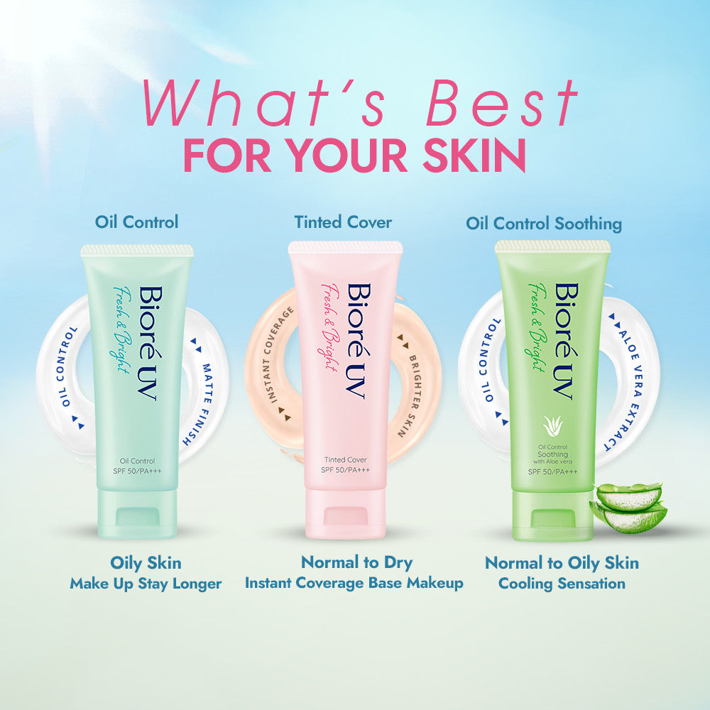 Biore UV Fresh & Bright Skincare Sunscreen 30GR Tinted Cover 30GR SPF 50 PA+++ Twinpack