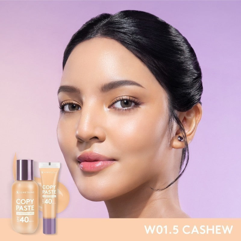 SOMETHINC [3 PCS] Favourite Must Have Makeup (Copy Paste Tinted Sunscreen SPF 40 PA++++ Skin Tint,  Hooman Under Control HD Blur Loose Powder, HANGOVER Voluminous Fiber Lash Smudgeproof Mascara)