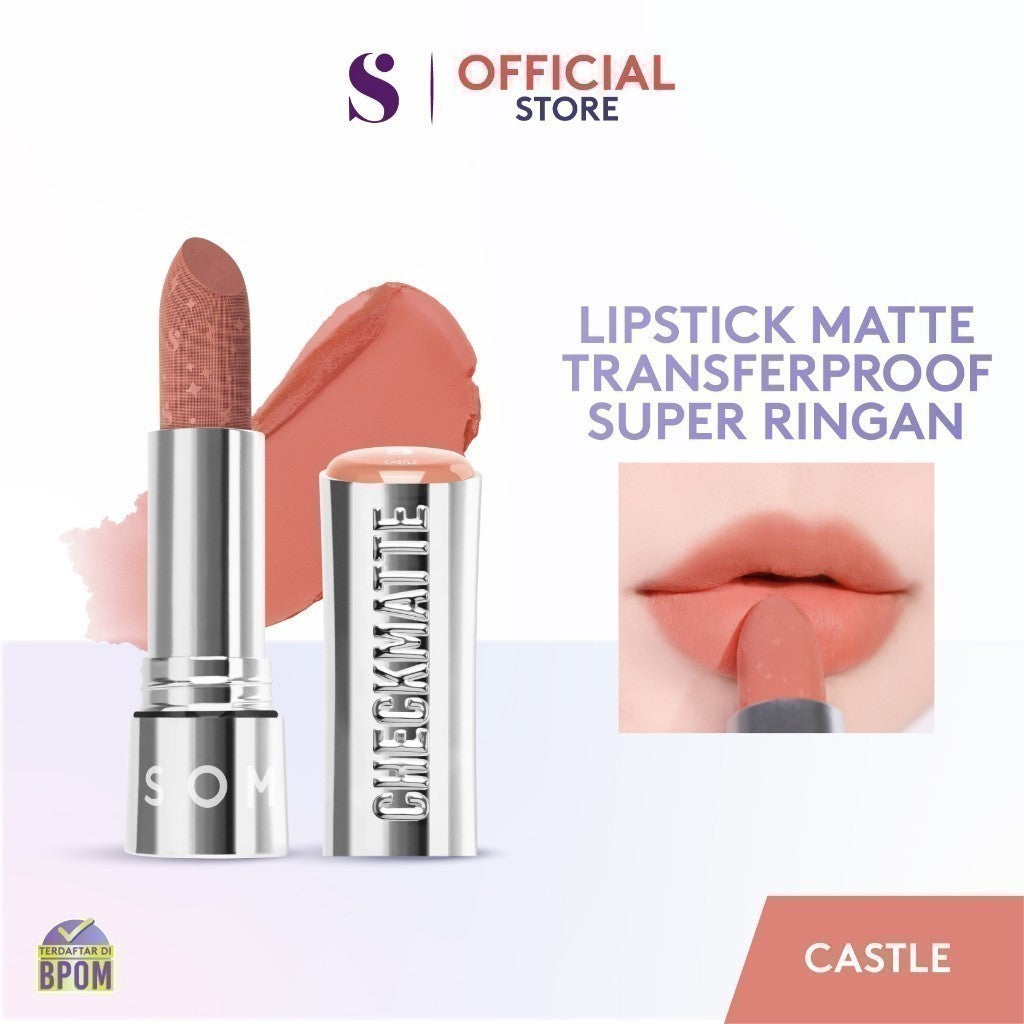 SOMETHINC Checkmatte Transferproof Lipstick - Lipstick Batang Transferproof, Nyaman Dan Tahan Digunakan Hingga 16 Jam | Mampu Menyamarkan Garis Di Bibir, Terasa Ringan, Dan Tidak Lengket, serta Smudgeproof