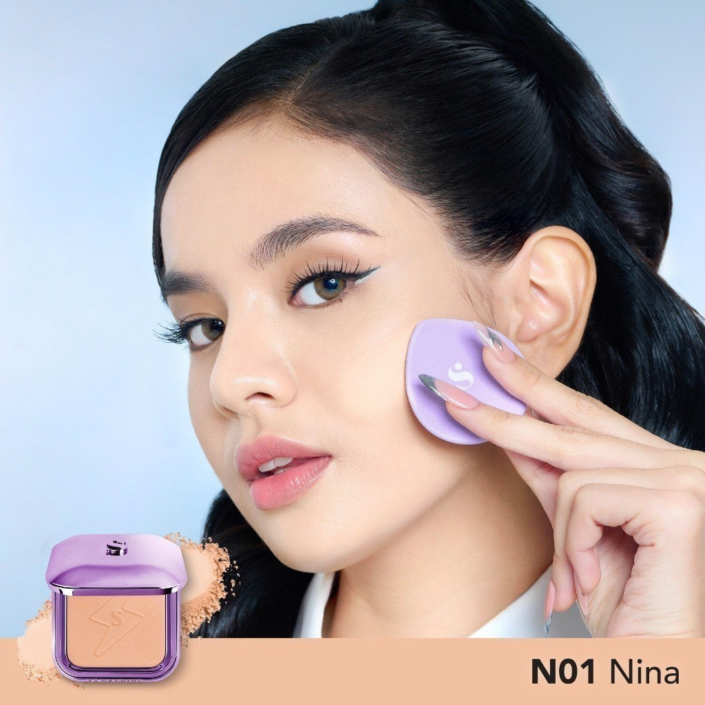 SOMETHINC Copy Paste COVERBLUR Powder Foundation - Seamless Powder Foundation Dengan Formula Zero-Cakey, Zero-Cracky, Dan Zero-Pores*| Coverage Medium to Full, Mampu Meratakan Warna Wajah, Memperkecil Tampilan Pori, Dan Menghaluskan Tekstur Wajah