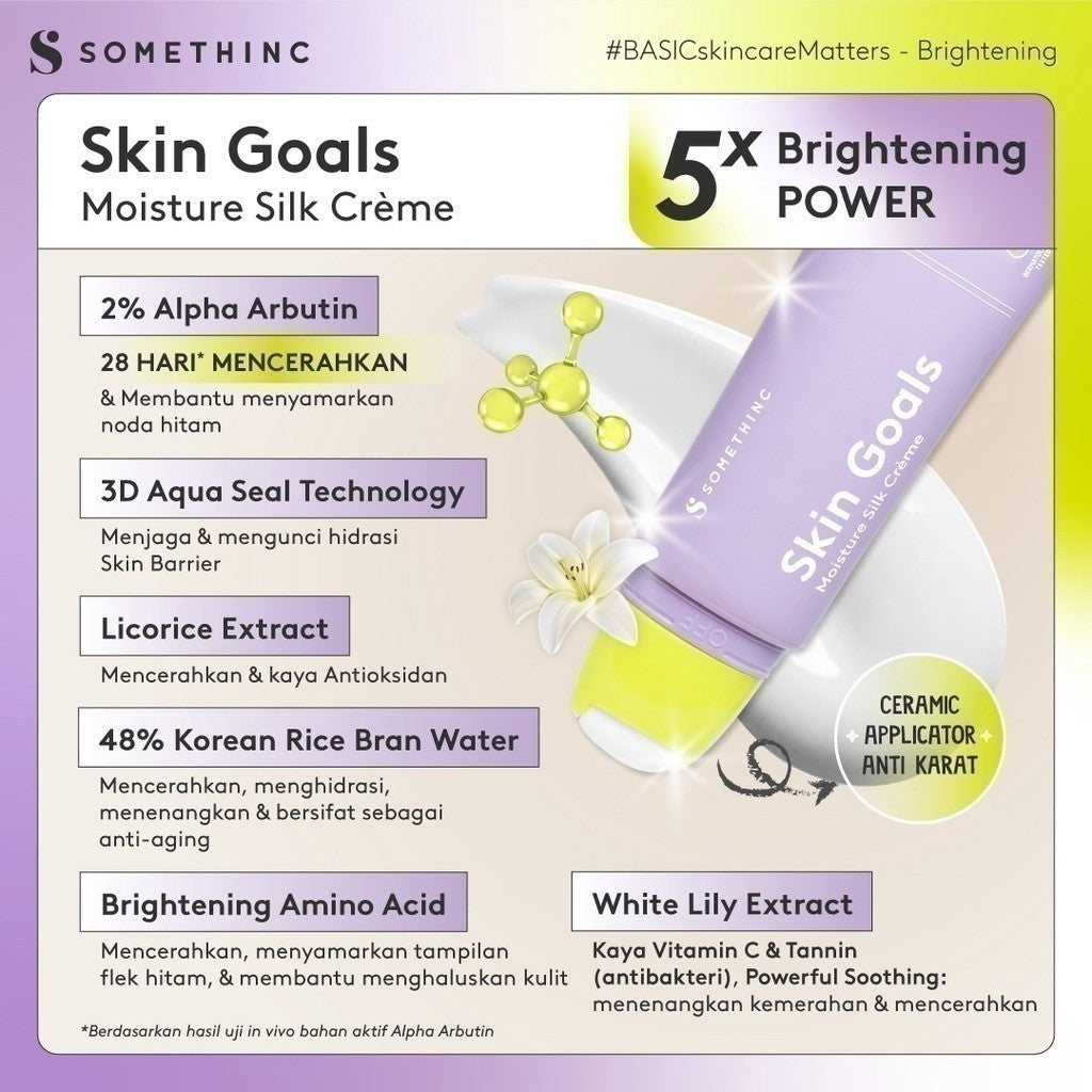 SOMETHINC SKIN GOALS Moisture Silk Creme - Krim Pagi & Malam 5x Pencerah