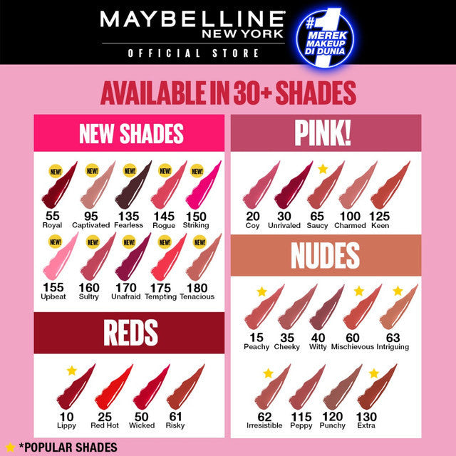MAYBELLINE OFFICIAL Paket Hemat Superstay Vinyl Ink 2 pcs Ombre Set 10 Lippy + 15 Peachy Lipstick Long Lasting