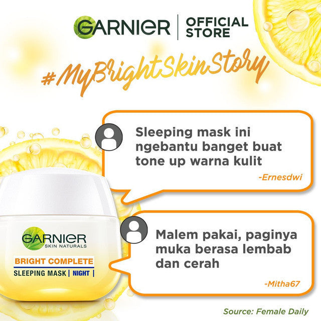 GARNIER Bright Complete Vitamin C Simple Set Day Cream & Night Cream 50 ml Krim Siang & Krim Malam Mencerahkan Bundle Paket Skincare 1 set lengkap moisturizer tone up pelembab wajah cream pemutih wajah glowing cepat