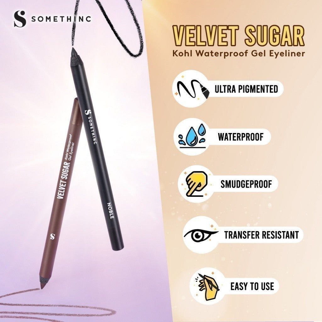 SOMETHINC Velvet Sugar Kohl Waterproof Gel Eyeliner - Eyeliner Pensil Warna Hitam & Gold Mudah Digunakan Pemula