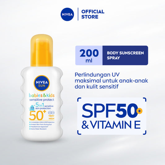 NIVEA SUN KIDS Body Lotion SPF Extra Protect Ultra Sensitive  SPF50+  200ml - Sunscreen anak bayi kulit sensitif lotion sunblock sunblok berenang outdoor SPF UV harian cepat meresap tidak lengket tekstur ringan - Vitamin E