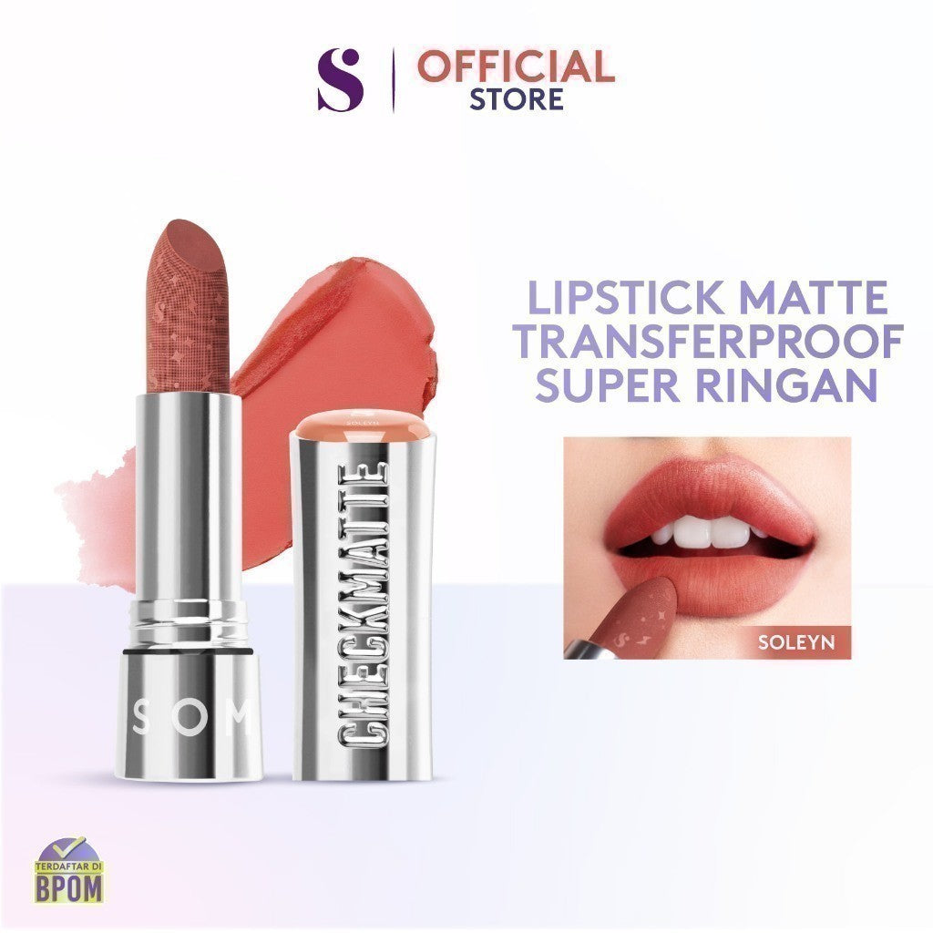 SOMETHINC Checkmatte Transferproof Lipstick - Lipstick Batang Transferproof, Nyaman Dan Tahan Digunakan Hingga 16 Jam | Mampu Menyamarkan Garis Di Bibir, Terasa Ringan, Dan Tidak Lengket, serta Smudgeproof