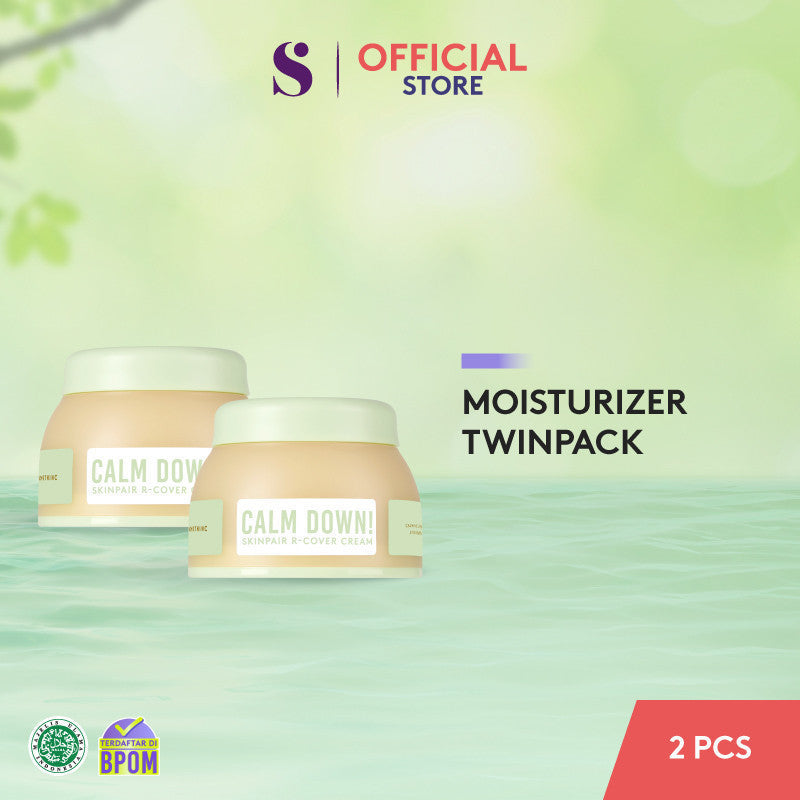 SOMETHINC [2 PCS] Paket Calm Down Series Skinpair R-Cover Cream Moisturizer | Pelembap Muka untuk Kulit Sensitif, Kemerahan, Kulit Normal. Meredakan Kemerahan & Memperkuat Skin Barrier | Sabun Cuci Muka untuk Kulit Sensitif & Iritasi. Meredakan Kemerahan,