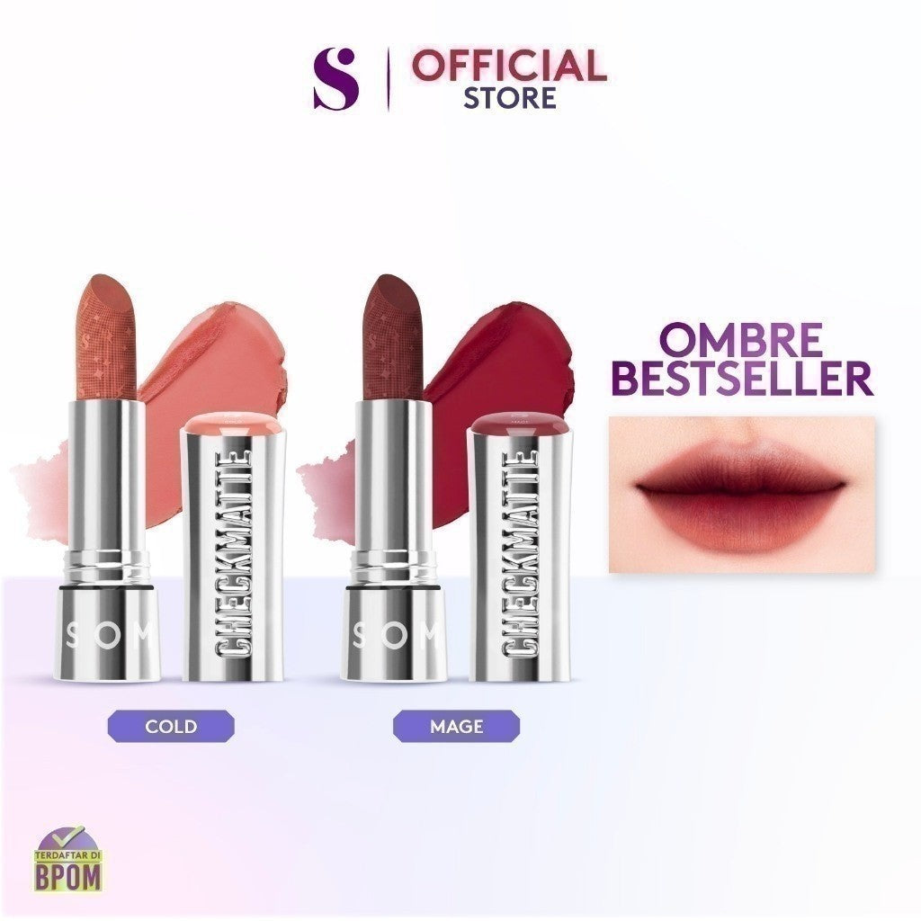 SOMETHINC Checkmatte Transferproof Lipstick - Lipstick Batang Transferproof, Nyaman Dan Tahan Digunakan Hingga 16 Jam | Mampu Menyamarkan Garis Di Bibir, Terasa Ringan, Dan Tidak Lengket, serta Smudgeproof