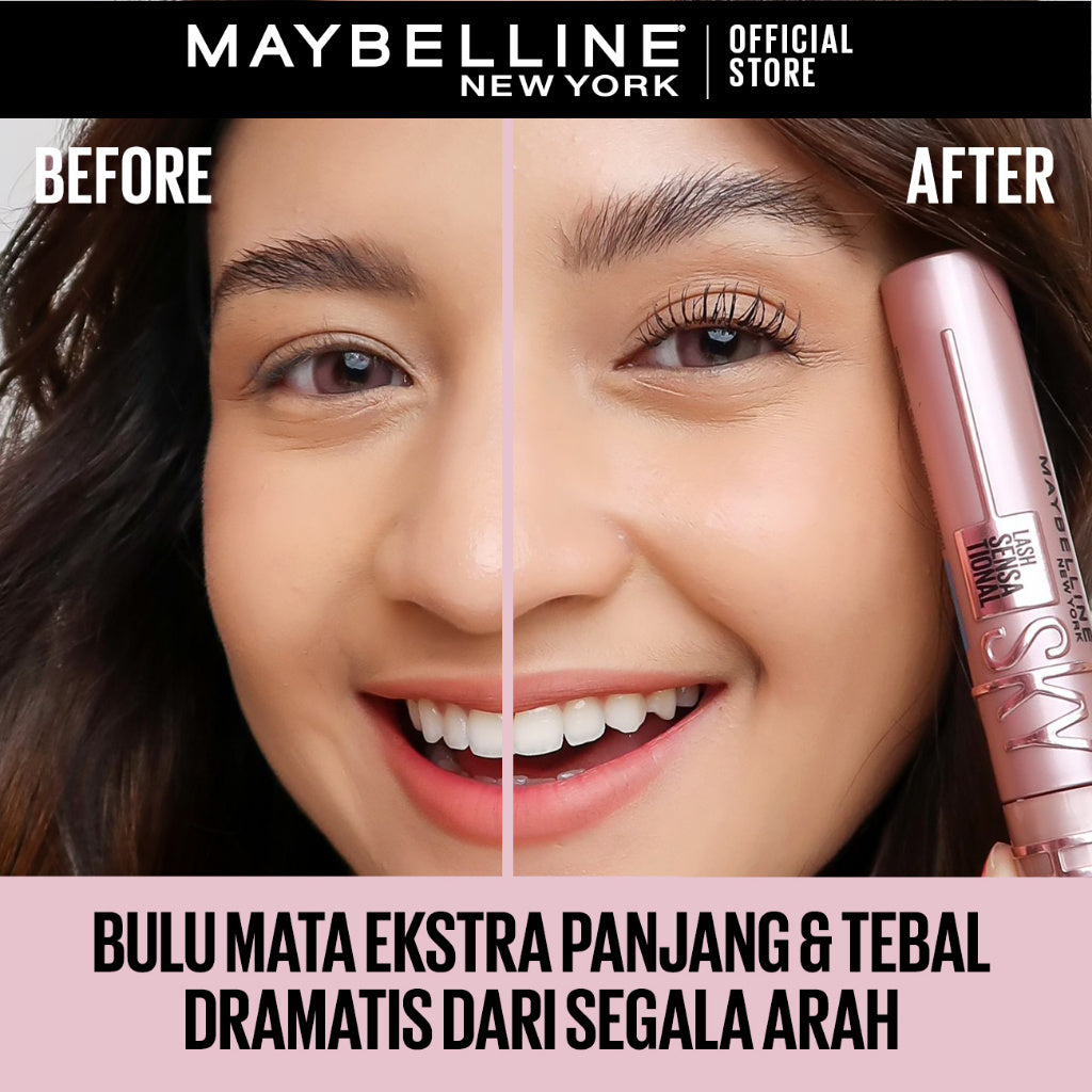 Maybelline Paket Makeup EYE Sky High Mascara + Tattoo 48h Eyeliner - Waterproof Maskara Eye Makeup Black Smudgeproof Panjang Tebal