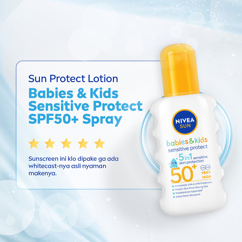 NIVEA SUN KIDS Body Lotion SPF Extra Protect Ultra Sensitive  SPF50+  200ml - Sunscreen anak bayi kulit sensitif lotion sunblock sunblok berenang outdoor SPF UV harian cepat meresap tidak lengket tekstur ringan - Vitamin E