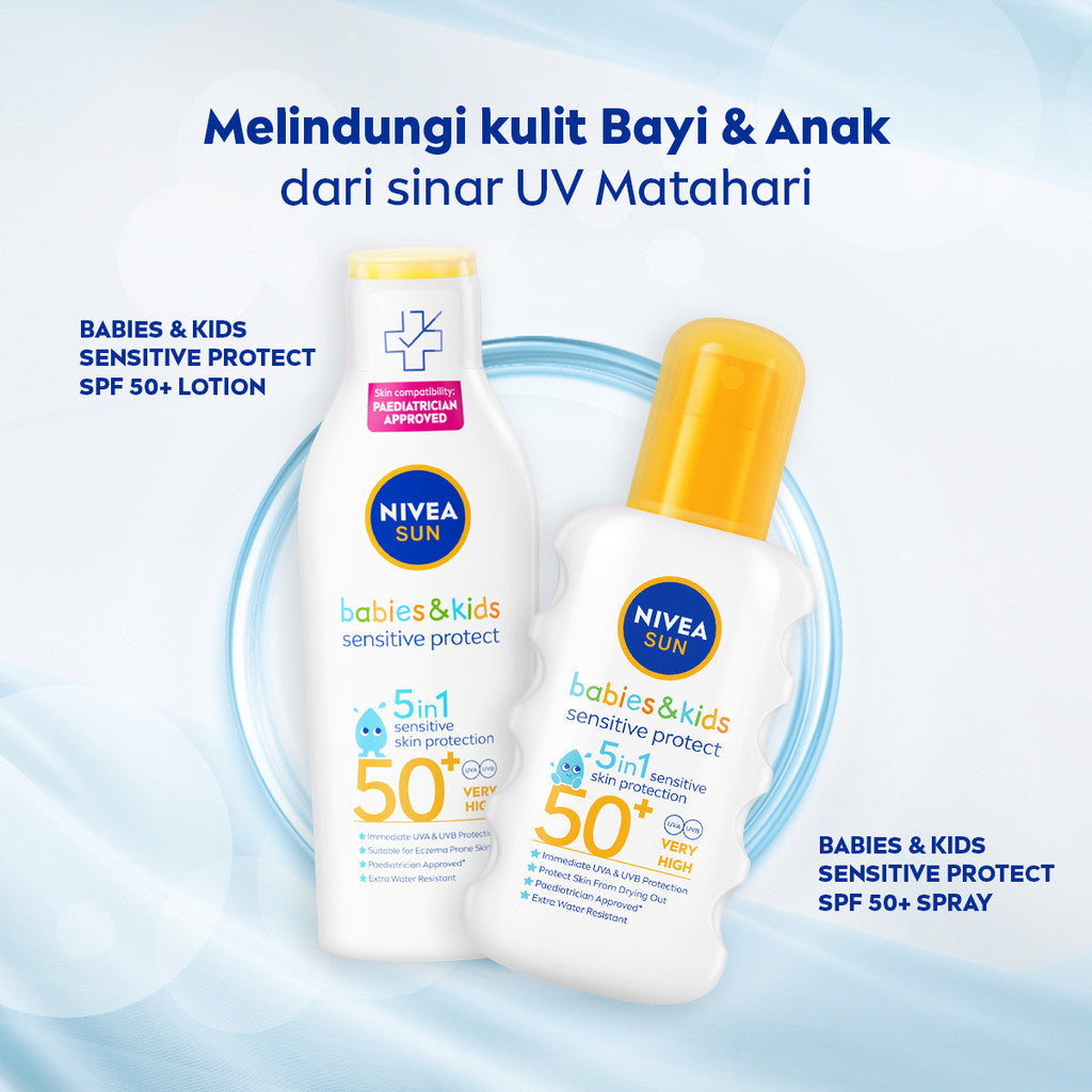 NIVEA SUN KIDS Body Lotion SPF Extra Protect Ultra Sensitive  SPF50+  200ml - Sunscreen anak bayi kulit sensitif lotion sunblock sunblok berenang outdoor SPF UV harian cepat meresap tidak lengket tekstur ringan - Vitamin E