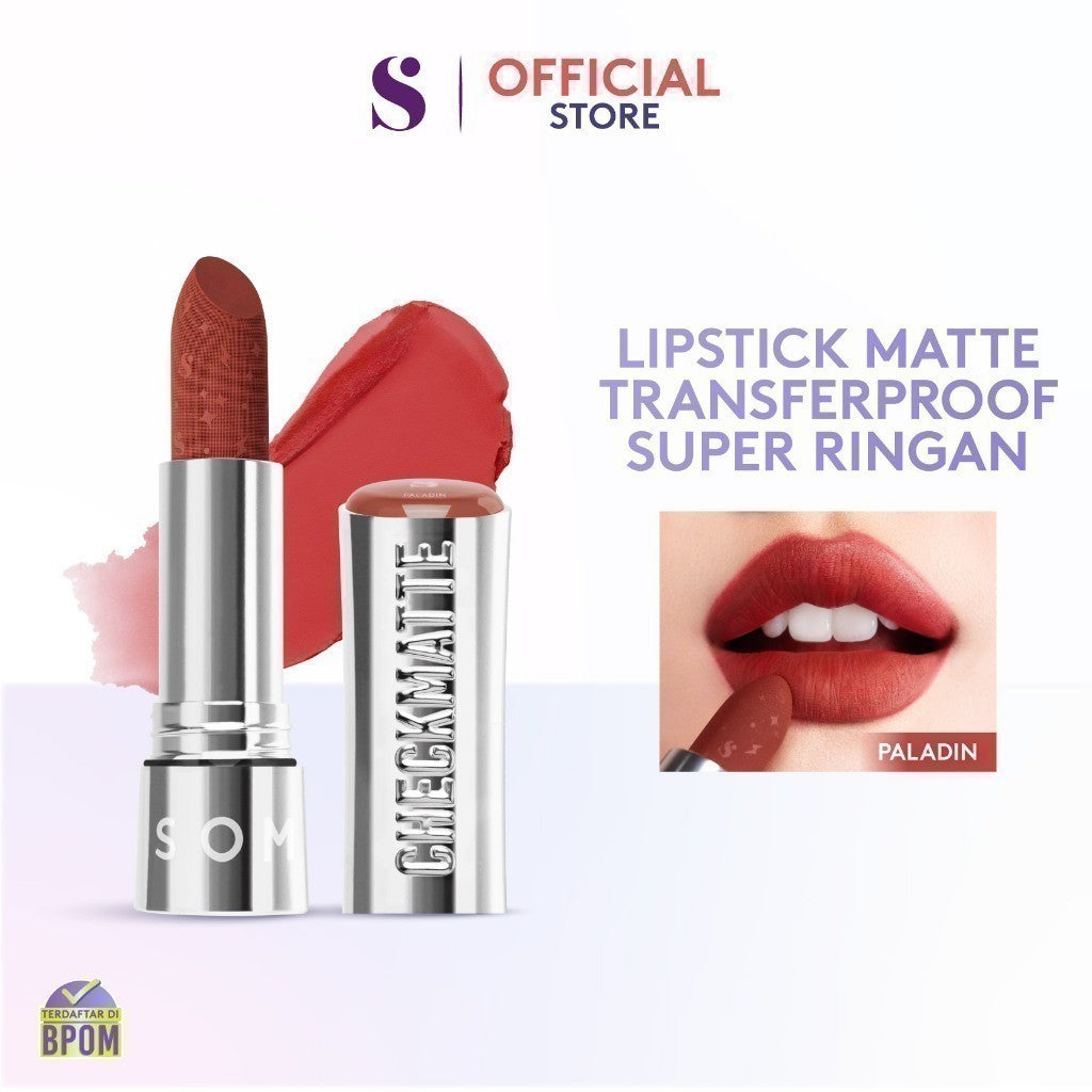 SOMETHINC Checkmatte Transferproof Lipstick - Lipstick Batang Transferproof, Nyaman Dan Tahan Digunakan Hingga 16 Jam | Mampu Menyamarkan Garis Di Bibir, Terasa Ringan, Dan Tidak Lengket, serta Smudgeproof
