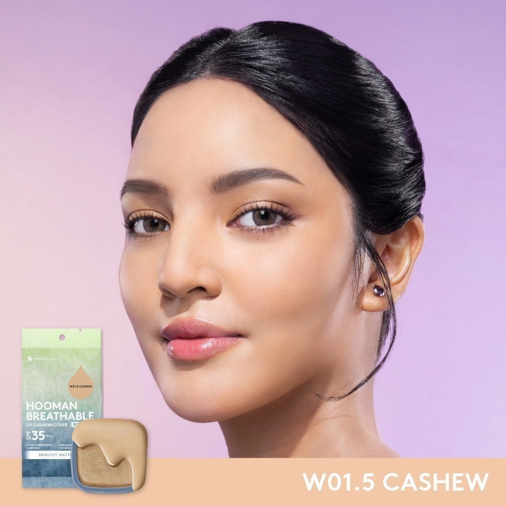 SOMETHINC HOOMAN Breathable Cushion Cover SPF 35 PA++++ - Cushion Dengan Skin Matte Finish Anti Greasy, Anti Cakey, Dan Anti Cracking | Mampu Menyamarkan Pori, Meratakan Warna Kulit, Ringan Digunakan Di Wajah, Memproteksi Kulit Dari Sinar Matahari