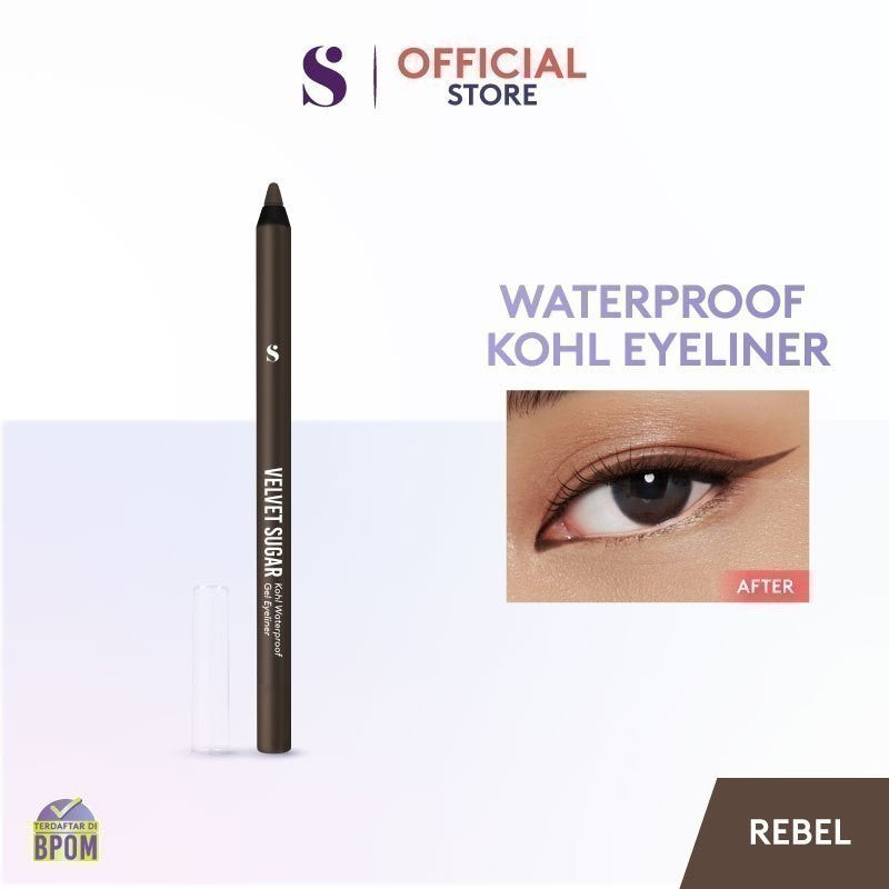 SOMETHINC Velvet Sugar Kohl Waterproof Gel Eyeliner - Eyeliner Pensil Warna Hitam & Gold Mudah Digunakan Pemula
