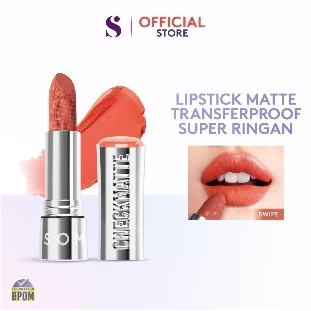 SOMETHINC Checkmatte Transferproof Lipstick - Lipstick Batang Transferproof, Nyaman Dan Tahan Digunakan Hingga 16 Jam | Mampu Menyamarkan Garis Di Bibir, Terasa Ringan, Dan Tidak Lengket, serta Smudgeproof