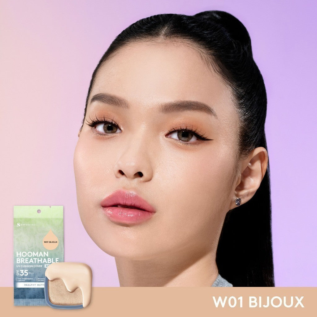 SOMETHINC HOOMAN Breathable Cushion Cover SPF 35 PA++++ - Cushion Dengan Skin Matte Finish Anti Greasy, Anti Cakey, Dan Anti Cracking | Mampu Menyamarkan Pori, Meratakan Warna Kulit, Ringan Digunakan Di Wajah, Memproteksi Kulit Dari Sinar Matahari