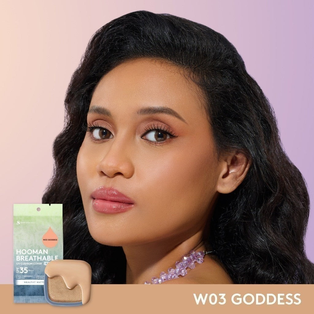 SOMETHINC HOOMAN Breathable Cushion Cover SPF 35 PA++++ - Cushion Dengan Skin Matte Finish Anti Greasy, Anti Cakey, Dan Anti Cracking | Mampu Menyamarkan Pori, Meratakan Warna Kulit, Ringan Digunakan Di Wajah, Memproteksi Kulit Dari Sinar Matahari