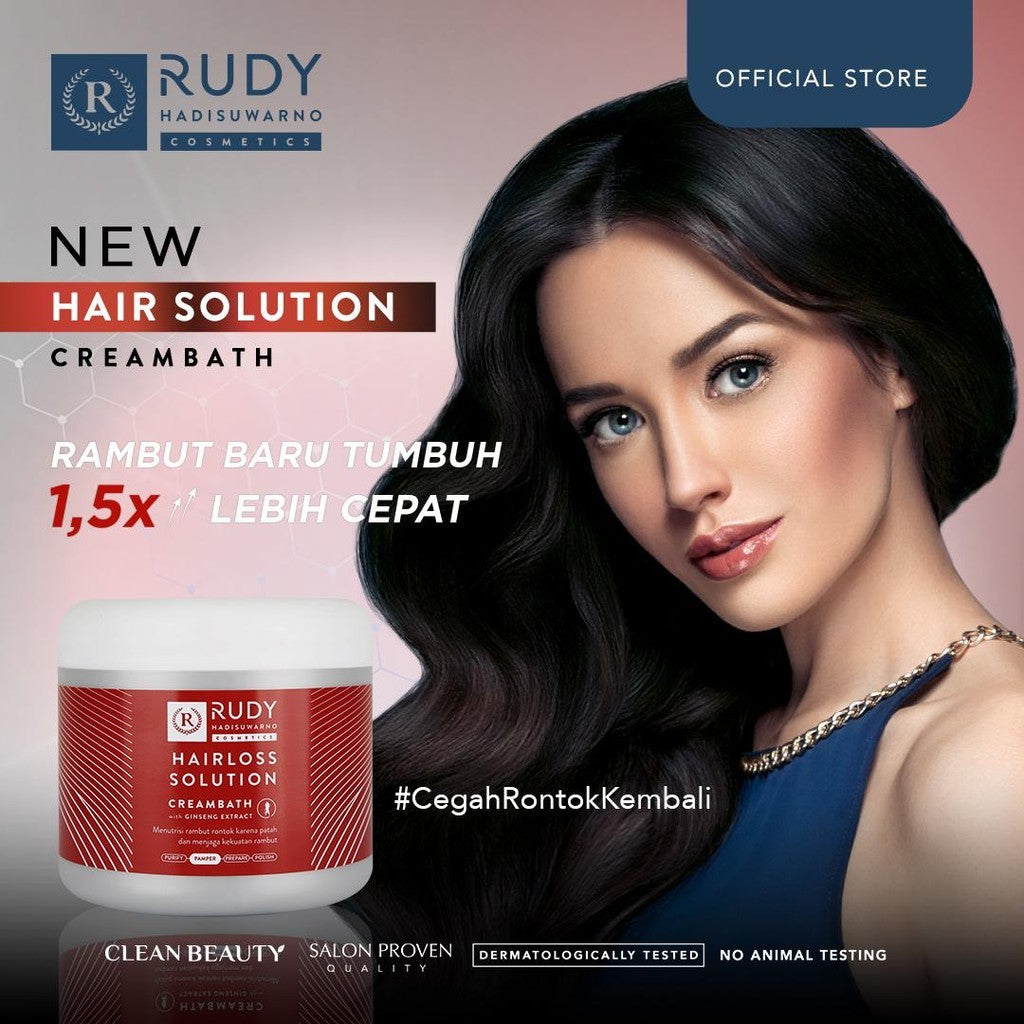 Rudy Hadisuwarno Cosmetics Hairlos Solution Creambath 500gr Pelembab Rambut Mengurangi Rambut Rontok