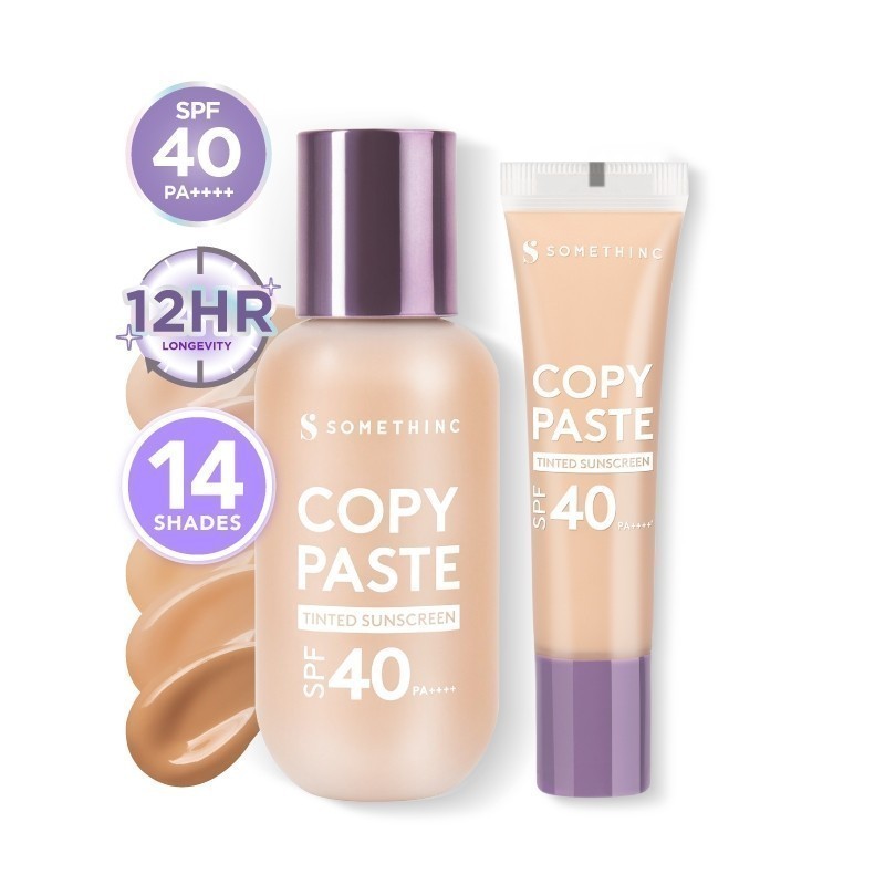 SOMETHINC Copy Paste Tinted Sunscreen SPF 40 PA++++ - Skin Tint Ringan Dengan Finish Dewy | Meratakan Warna Kulit Serta Melindungi Wajah Dari UVA & UVB, Mengandung skincare dan Tahan Lama