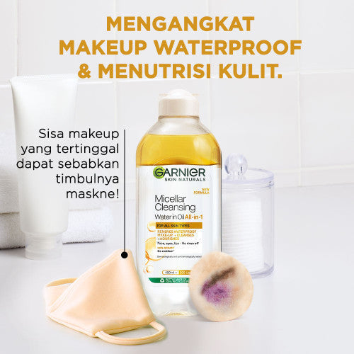 [PAKET HEMAT ISI 3] GARNIER Micellar Water Oil-Infused Skin Care 400ml Skincare Cleansing - Pembersih Wajah & Make up Waterproof untuk semua jenis kulit Micellar Cleansing Water