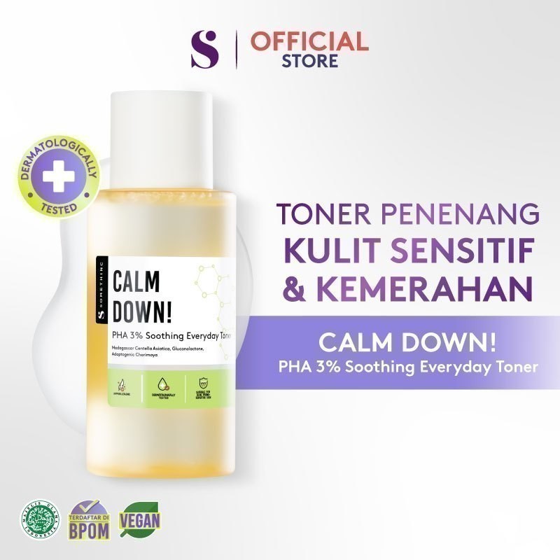 SOMETHINC Calm Down! PHA 3% Soothing Everyday Toner  - Toner untuk Kulit Sensitif, Kemerahan, Kulit Normal. Meredakan Kemerahan & Memperkuat Skin Barrier. Toner Cocok untuk Kulit Sensitif, Menyamarkan Bekas Jerawat PIE