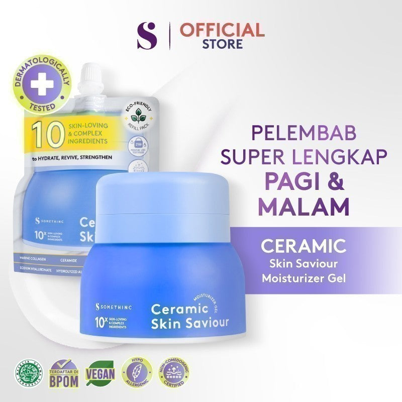 SOMETHINC CERAMIC SKIN Saviour Moisturizer Gel - Cocok untuk Acne dan Kulit Sensitif, Moisturizer Non comedogenic, Melembapkan , Mengurangi kemerahan. Pelembab kulit tidak menyumbat pori
