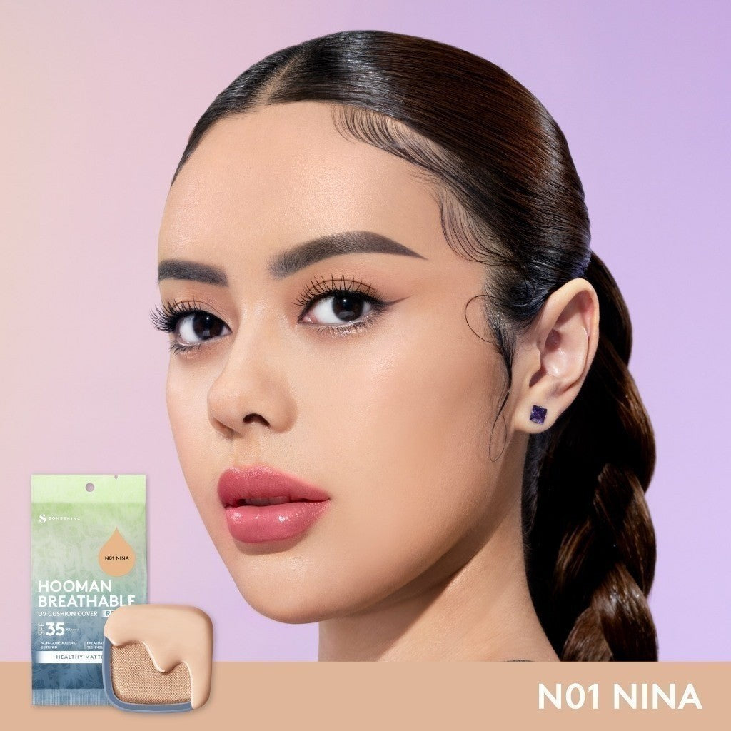SOMETHINC HOOMAN Breathable Cushion Cover SPF 35 PA++++ - Cushion Dengan Skin Matte Finish Anti Greasy, Anti Cakey, Dan Anti Cracking | Mampu Menyamarkan Pori, Meratakan Warna Kulit, Ringan Digunakan Di Wajah, Memproteksi Kulit Dari Sinar Matahari