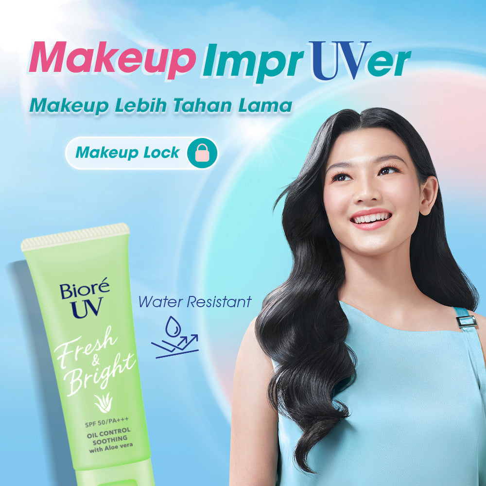 Biore UV Fresh & Bright Skincare Sunscreen 30GR Oil Control Soothing Aloe 30GR SPF 50 PA+++ Twinpack