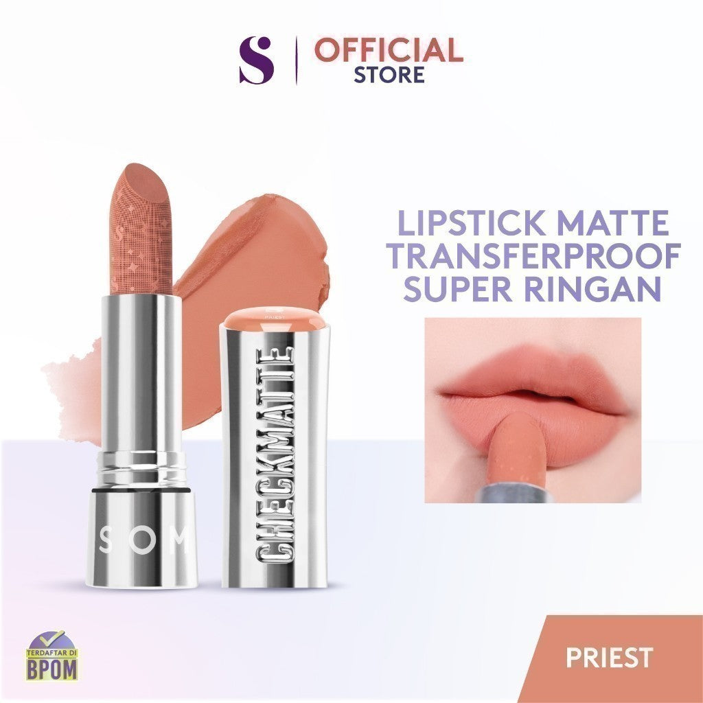 SOMETHINC Checkmatte Transferproof Lipstick - Lipstick Batang Transferproof, Nyaman Dan Tahan Digunakan Hingga 16 Jam | Mampu Menyamarkan Garis Di Bibir, Terasa Ringan, Dan Tidak Lengket, serta Smudgeproof