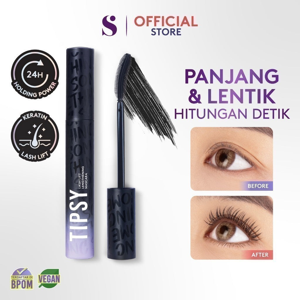 SOMETHINC Tipsy Lash Lift Lengthening Mascara - Mascara Keratin Lash Lift, Memberikan Bulu Mata Efek Lebih Panjang & Lentik Dalam Hitungan Detik | Tahan Digunakan Hingga 24 Jam | Mengandung Keratin, Biotin, & Argan Oil Untuk Memperkuat Dan Menutrisi Bulu