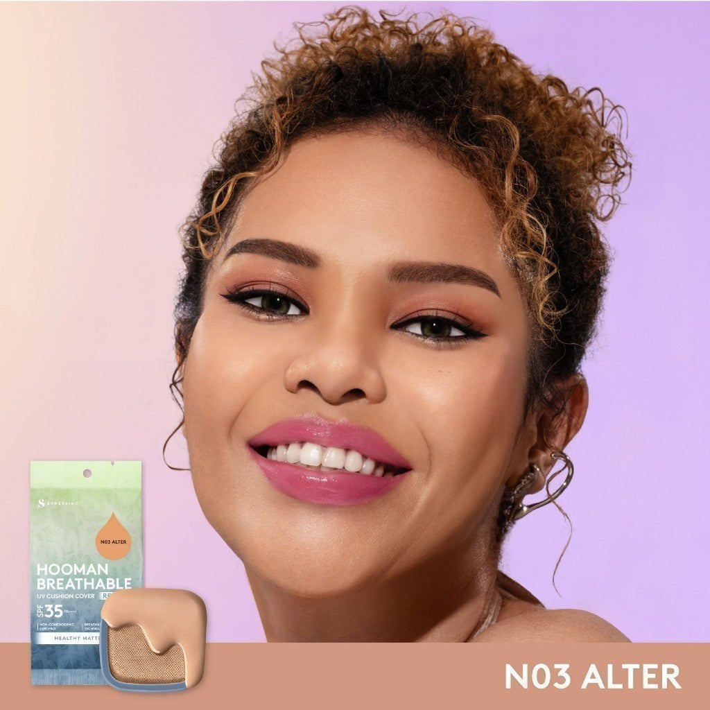 SOMETHINC HOOMAN Breathable Cushion Cover SPF 35 PA++++ - Cushion Dengan Skin Matte Finish Anti Greasy, Anti Cakey, Dan Anti Cracking | Mampu Menyamarkan Pori, Meratakan Warna Kulit, Ringan Digunakan Di Wajah, Memproteksi Kulit Dari Sinar Matahari