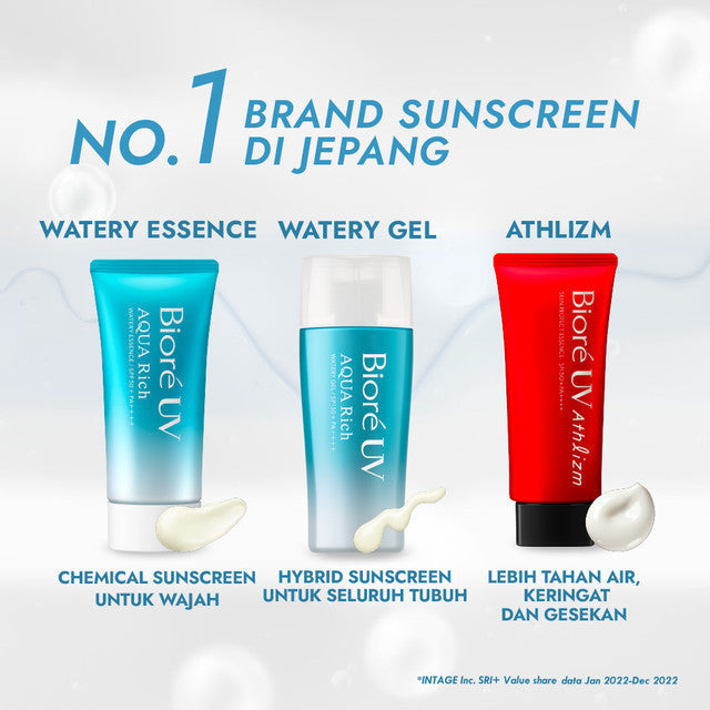 Biore UV Aqua Rich Skincare Sunscreen Waterproof Double UV Filter Watery Essence 15GR Twinpack