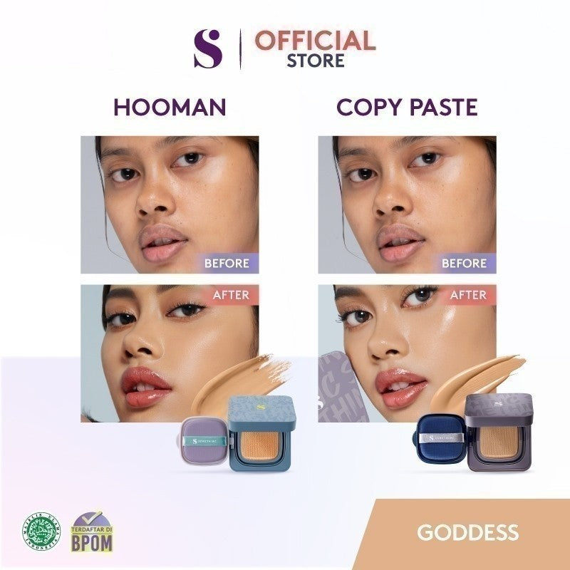 SOMETHINC [2 PCS] Forever Stay x Cushion (FOREVER STAY Waterproof Liquid Eyeliner x HOOMAN Breathable Cushion Cover SPF 35 PA++++ x COPY PASTE Breathable Mesh Cushion SPF 33 PA++) |Cushion Dengan Skin Matte Finish Anti Greasy | Cushion Dengan Healthy Glow