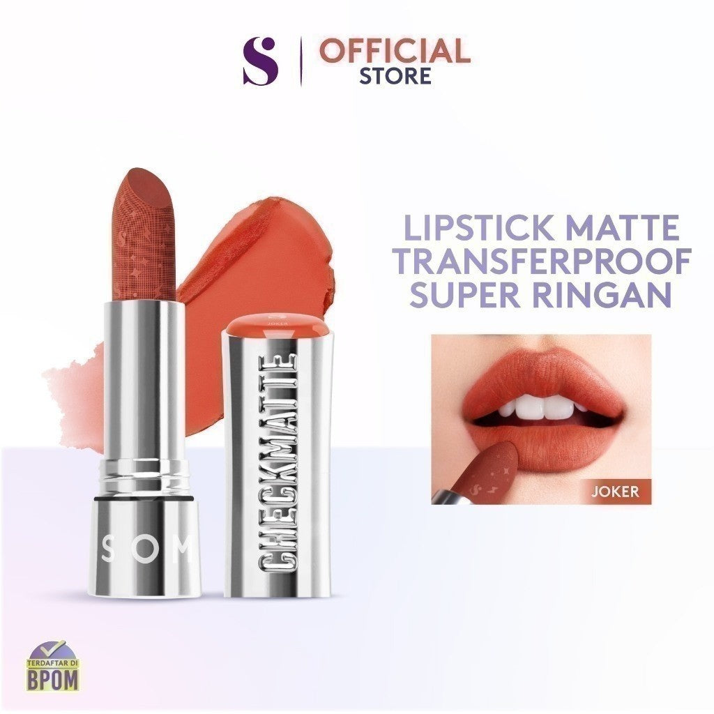 SOMETHINC Checkmatte Transferproof Lipstick - Lipstick Batang Transferproof, Nyaman Dan Tahan Digunakan Hingga 16 Jam | Mampu Menyamarkan Garis Di Bibir, Terasa Ringan, Dan Tidak Lengket, serta Smudgeproof