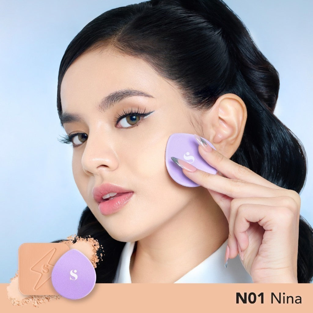 SOMETHINC Copy Paste COVERBLUR Powder Foundation - Seamless Powder Foundation Dengan Formula Zero-Cakey, Zero-Cracky, Dan Zero-Pores*| Coverage Medium to Full, Mampu Meratakan Warna Wajah, Memperkecil Tampilan Pori, Dan Menghaluskan Tekstur Wajah