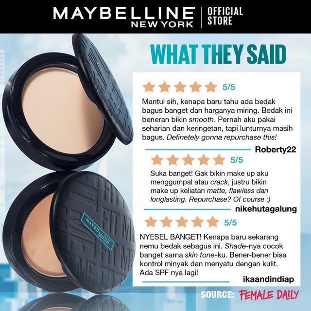 Maybelline Paket Makeup Face Kulit Kuning Langsat - Superstay Lumi Foundation 120 + Fit Me Compact Powder 118