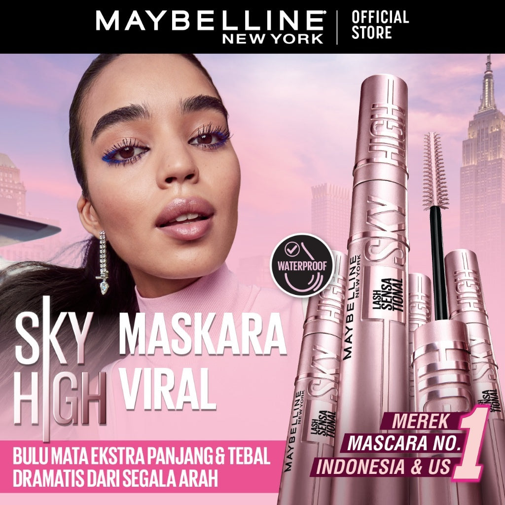 Maybelline Paket Makeup EYE Sky High Mascara + Tattoo 48h Eyeliner - Waterproof Maskara Eye Makeup Black Smudgeproof Panjang Tebal