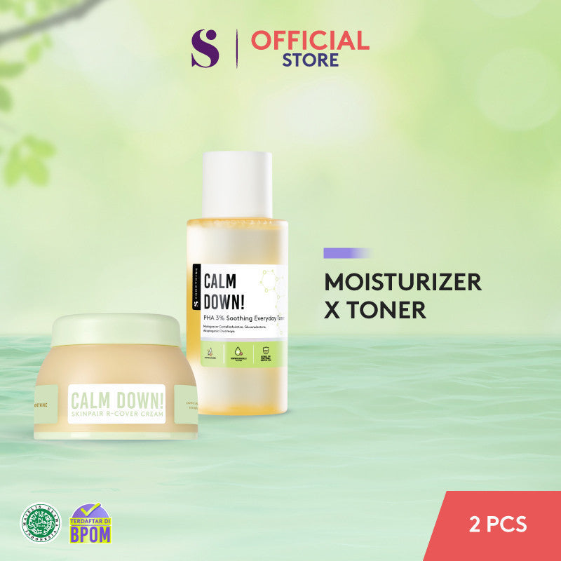 SOMETHINC [2 PCS] Paket Calm Down Series Skinpair R-Cover Cream Moisturizer | Pelembap Muka untuk Kulit Sensitif, Kemerahan, Kulit Normal. Meredakan Kemerahan & Memperkuat Skin Barrier | Sabun Cuci Muka untuk Kulit Sensitif & Iritasi. Meredakan Kemerahan,