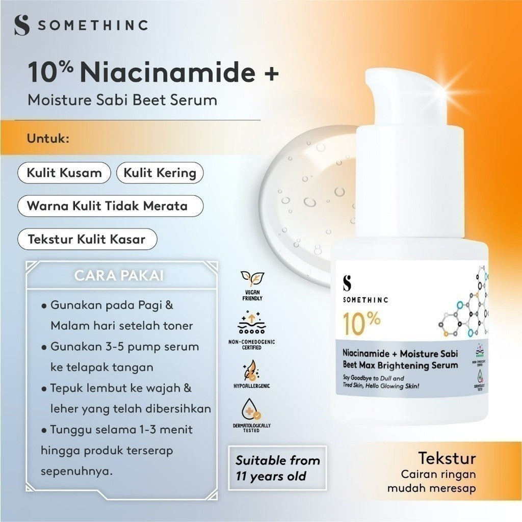 SOMETHINC [2 PCS] Paket Brightening Diamond Kulit Berkilau Pilihan Syahrini (Diamond Phyto Stem Cell Serum, 10% Niacinamide + Moisture Sabi Beet Max Brightening) |  Serum Diamond untuk Kulit Berkilau dan Cerah, Serum Brightening, Anti Aging