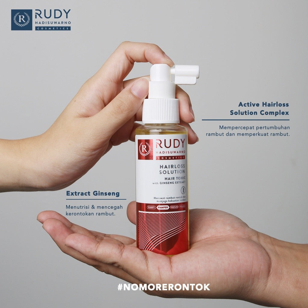 Rudy Hadisuwarno Cosmetics Hairlos Solution Tonic 100ml Tonic Rambut Mengurangi Kebotakan Rambut