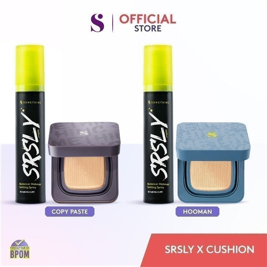 SOMETHINC [2 PCS] SRSLY x Cushion (SRSLY Balancer Make Up Setting Spray x HOOMAN Breathable Cushion Cover SPF 35 PA++++ x COPY PASTE Breathable Mesh Cushion SPF 33 PA++) | Cushion Dengan Skin Matte Finish Anti Greasy | Cushion Dengan Healthy Glow Finish
