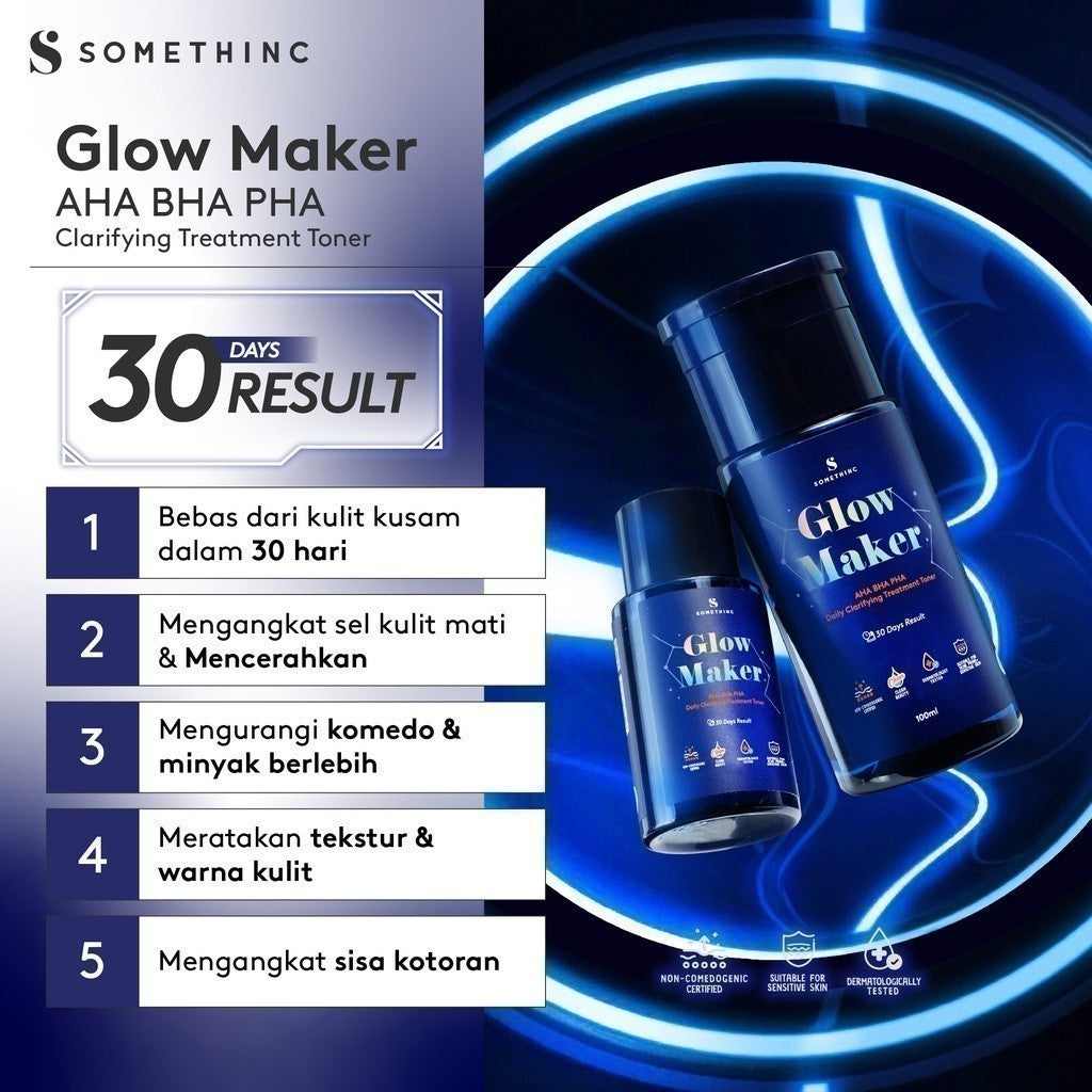 SOMETHINC GLOW MAKER AHA BHA PHA Clarifying Treatment Toner - Toner Eksfoliasi Mengangkat Sel Kulit Mati