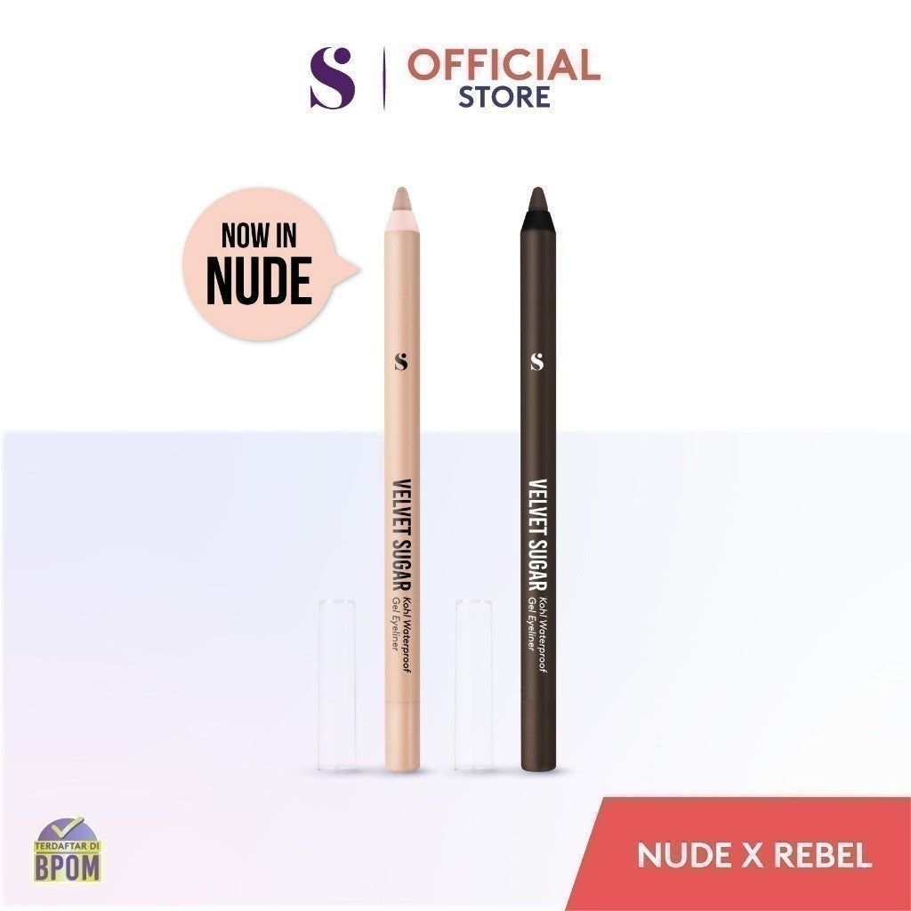 SOMETHINC Velvet Sugar Kohl Waterproof Gel Eyeliner - Eyeliner Pensil Warna Hitam & Gold Mudah Digunakan Pemula