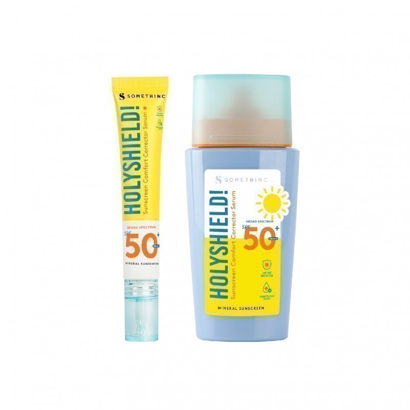 [In Vivo & In Vitro Certified] SOMETHINC Holyshield! Sunscreen Comfort Corrector Serum SPF 50+ PA++++  - Sunscreen Kulit Jerawat, Tone Up Sunscreen, Mineral Sunscreen
