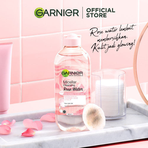 [PAKET HEMAT ISI 3] GARNIER Micellar Water Rose Skincare 400ml Skincare Cleansing - Pembersih Wajah & Make up Waterproof Air Mawar Cocok untuk semua jEnis kulit Micellar Cleansing Water
