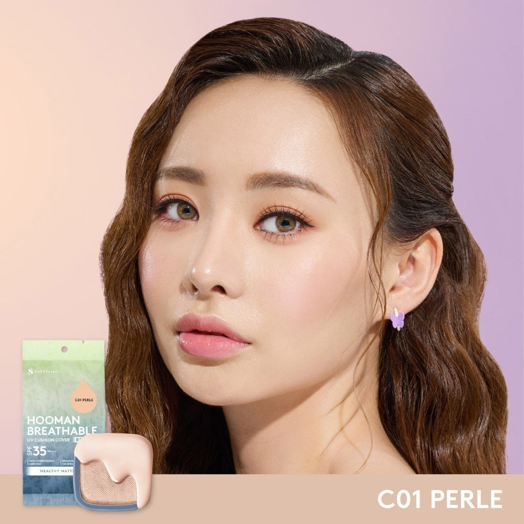 SOMETHINC HOOMAN Breathable Cushion Cover SPF 35 PA++++ - Cushion Dengan Skin Matte Finish Anti Greasy, Anti Cakey, Dan Anti Cracking | Mampu Menyamarkan Pori, Meratakan Warna Kulit, Ringan Digunakan Di Wajah, Memproteksi Kulit Dari Sinar Matahari