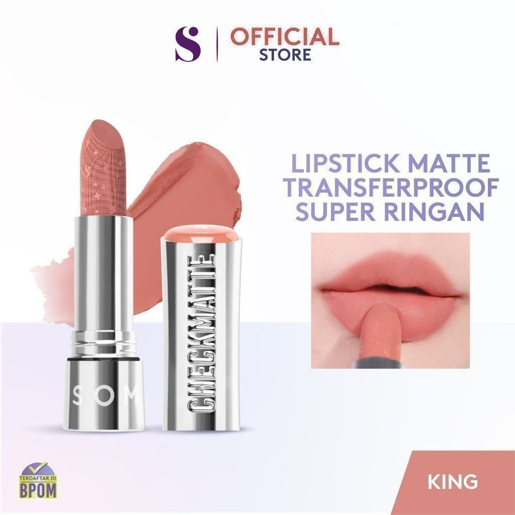 SOMETHINC Checkmatte Transferproof Lipstick - Lipstick Batang Transferproof, Nyaman Dan Tahan Digunakan Hingga 16 Jam | Mampu Menyamarkan Garis Di Bibir, Terasa Ringan, Dan Tidak Lengket, serta Smudgeproof