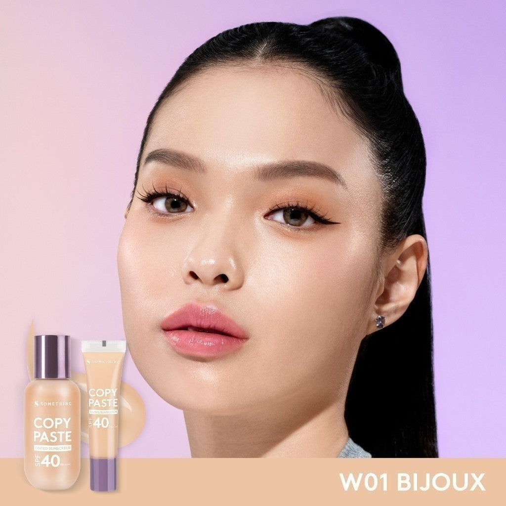 SOMETHINC Copy Paste Tinted Sunscreen SPF 40 PA++++ - Skin Tint Ringan Dengan Finish Dewy | Meratakan Warna Kulit Serta Melindungi Wajah Dari UVA & UVB, Mengandung skincare dan Tahan Lama